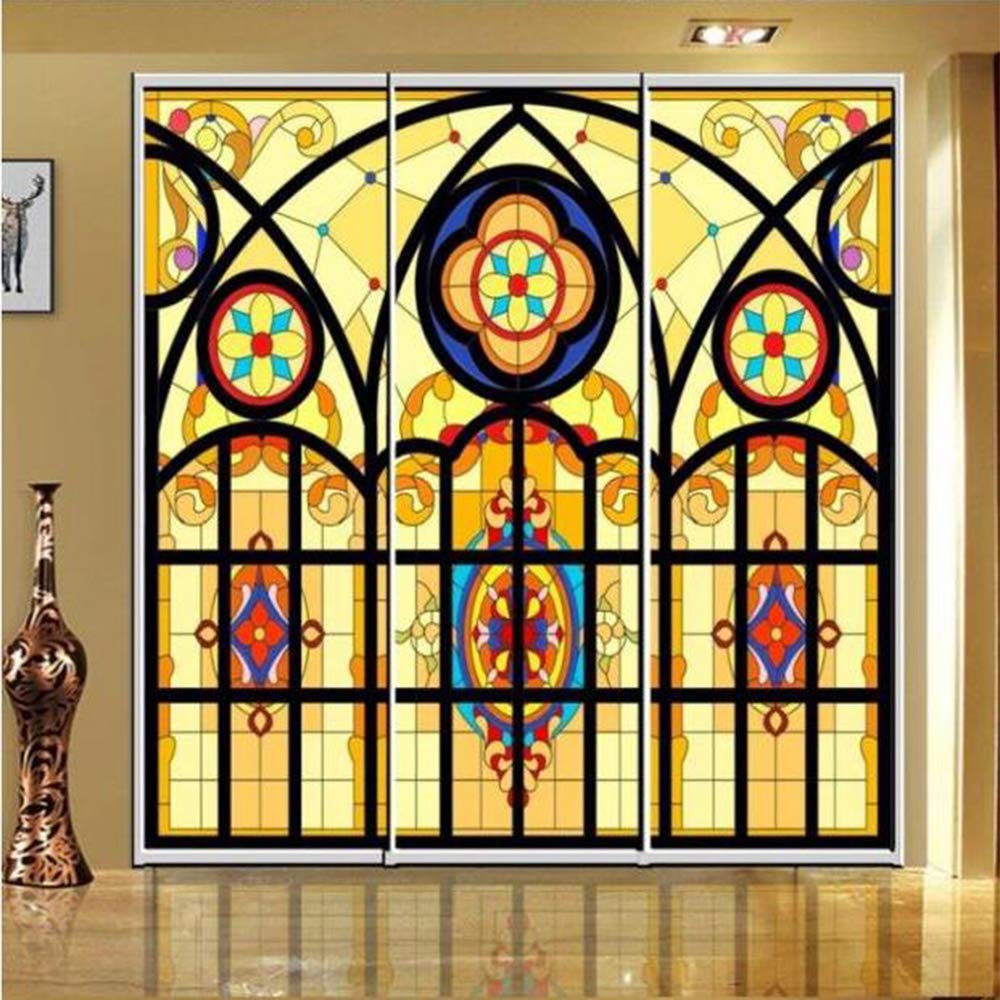 XIAOLIN Static Cling Decorative Window Film Vinyl Non Adesivo Privacy Film di Privacy, Pellicola per Finestre in Vetro Colorato per Bagno Porta Doccia Calore Cotrol Anti UV(Size:50×120CM（19×47inch）)