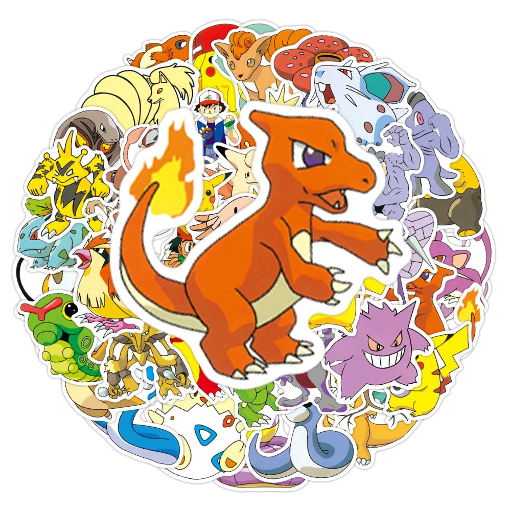 Pocketmonster Stickers Kinder, 100 Stück Wasserfeste Aufkleber Kinder für Skateboards, Helme, Water Bottle, Tablets, Schultaschen, Kühlschränke, Fahrräder, Türen, Tischplatten