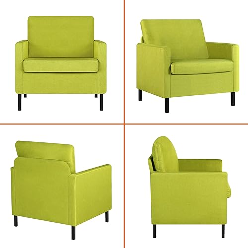 Miniatura 5 de AILEEKISS Sillas modernas de acento de tela de lino sillones tapizados para departamento sala de estar dormitorio oficina espacios pequeños verde