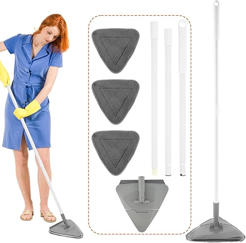 Trapeador limpiador de pared con mango largo de 51 pulgadas, trapeador de techo de pared con paño de repuesto giratorio de 360, fregona de limpieza