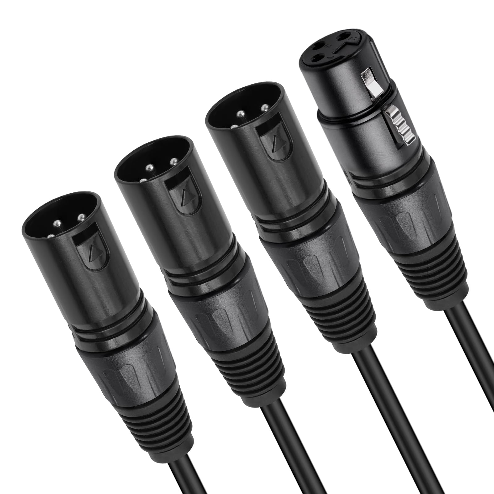 Cable divisor XLR, 2 pies, divisor XLR 1 hembra a 3 macho, audio profesional, divisor de micrófono equilibrado para estudio de grabación, podcasting de sonido en vivo, 0,6 m