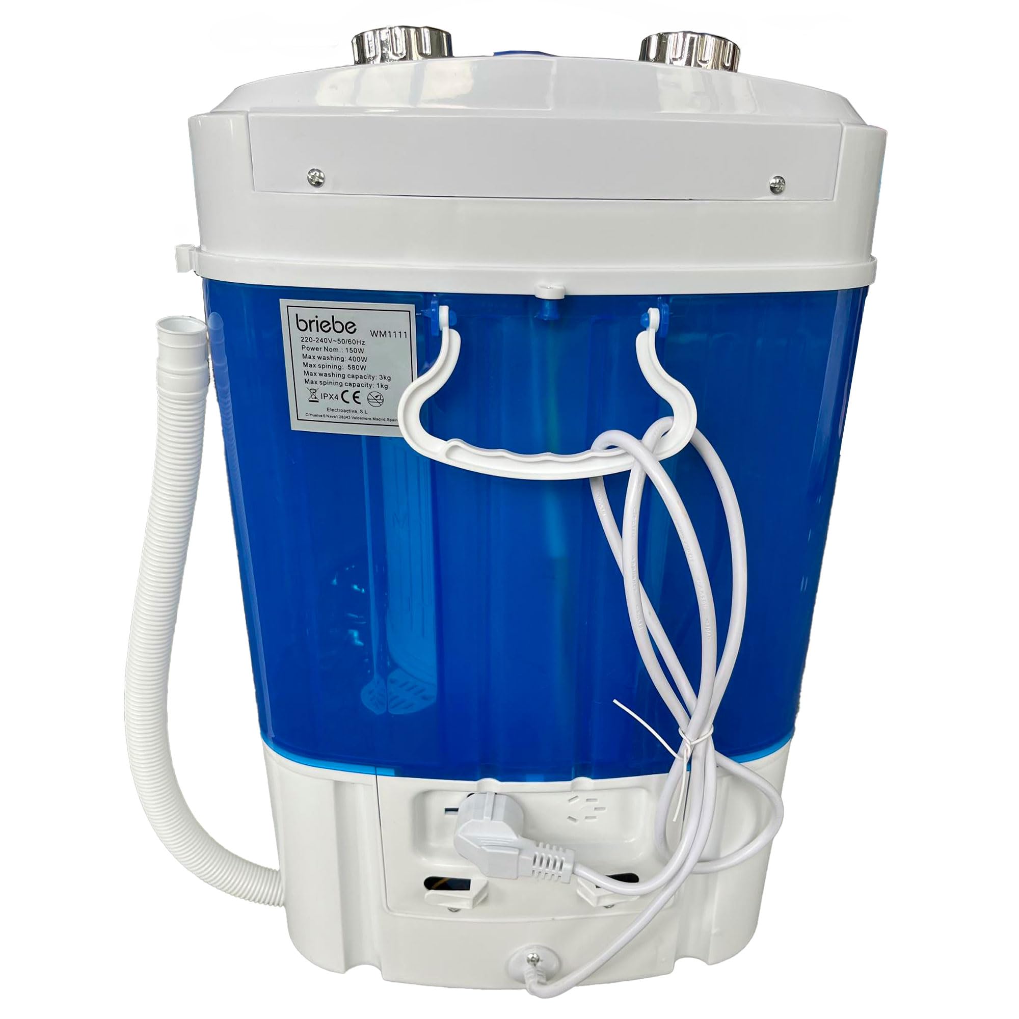 Briebe Camp Mini Lavatrice Portatile Con Centrifuga, Campeggio, Capacità Abbigliamento 3Kg, Ideale Viaggi e Camper, Carico Superiore, Basso Consumo Acqua ed Energia, WM1111