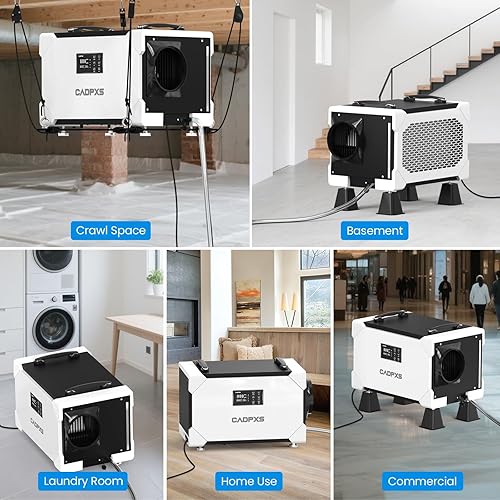 Miniatura 8 de CADPXS Deshumidificador Crawlspace, deshumidificador de grado comercial de 145 pintas con manguera de drenaje para espacios de arrastre, sótanos,