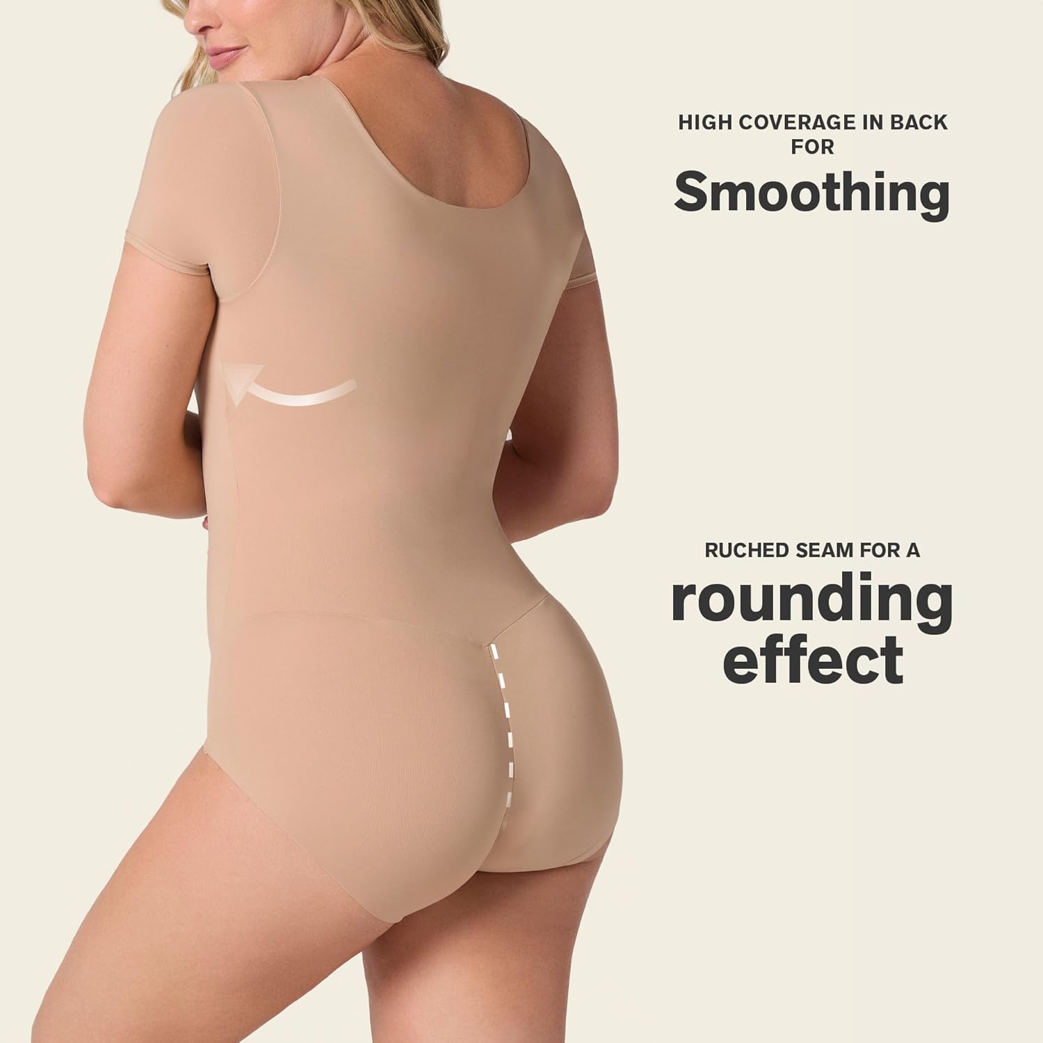 Leonisa Essential Boldly – Shapewear for Women Short Sleeve Round Neck Shaper Bodysuit - Image 3