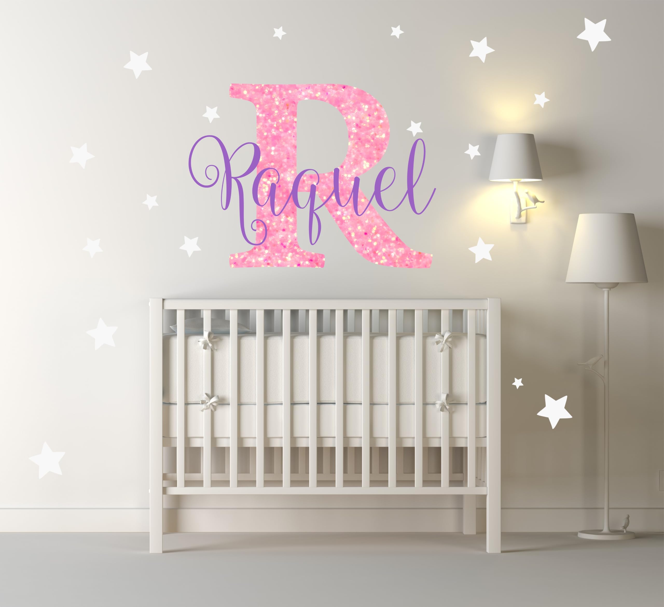Custom Name & Flowers Wall Decal - Baby Girl Nursery Wall Sticker, Fully Customizable Mural Decal - View #9