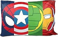 Vista 2 de Jay Franco Marvel Super Hero Adventures - Juego de 2 fundas de almohada de doble cara para niños, súper suave, con Capitán América, Hulk, Iron Man