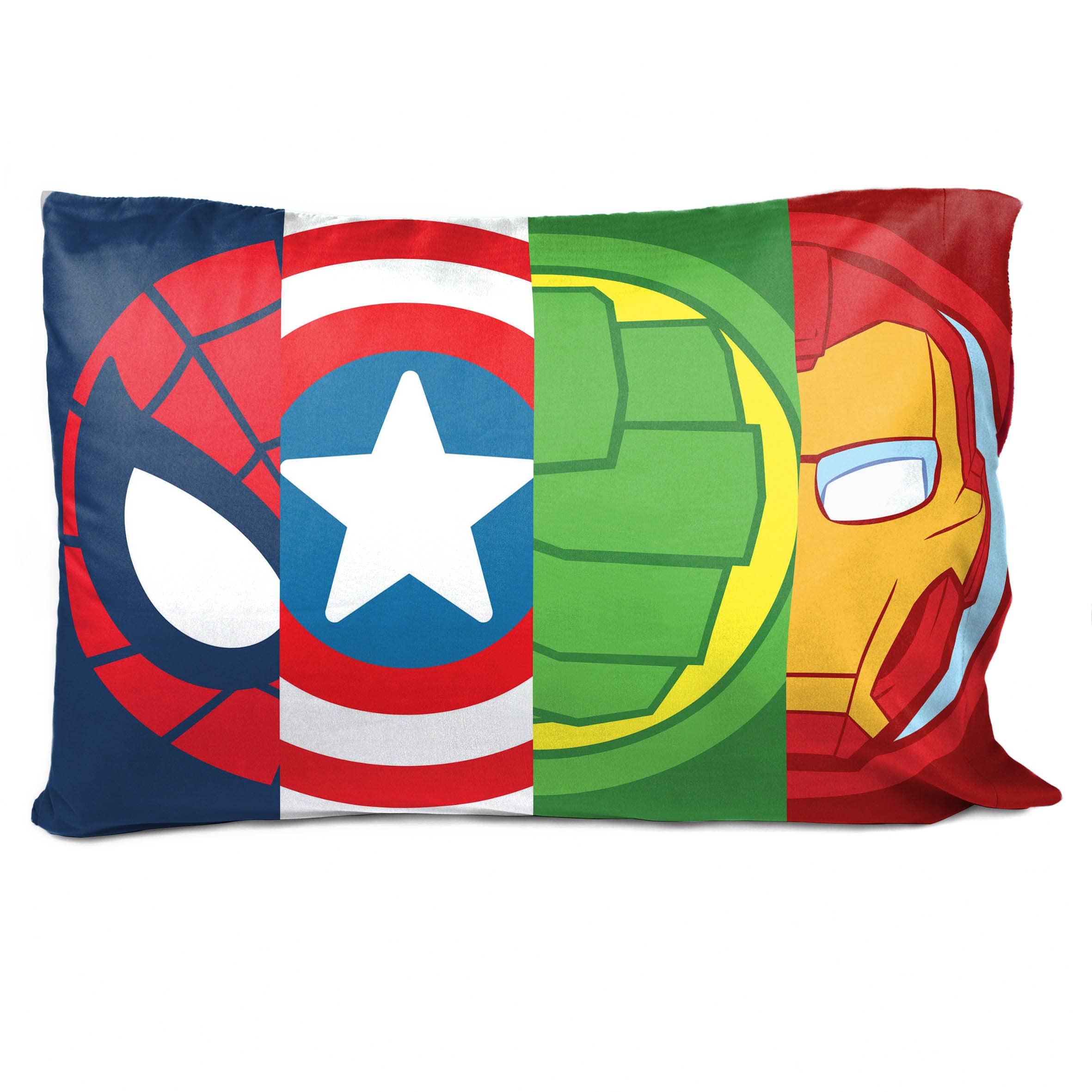 Jay Franco Marvel Super Hero Adventures Double Team 2 Pack Pillowcase - Double-Sided Kids Super Soft Bedding Features Captain America, Hulk, Iron Man, & Spiderman