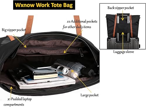 Miniatura 5 de Wxnow Bolso de mano para ordenador portátil de nailon para mujer