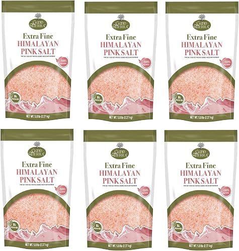 Good Tierra Himalayan Pink Salt, Extra-Fine, 5 lb PET Bag (6 Pack)