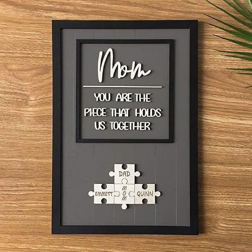 Miniatura 5 de Cartel de rompecabezas personalizado para mamá con nombre de niños You Are The Piece That Hold Us Together para regalo del día de la madre, regalos