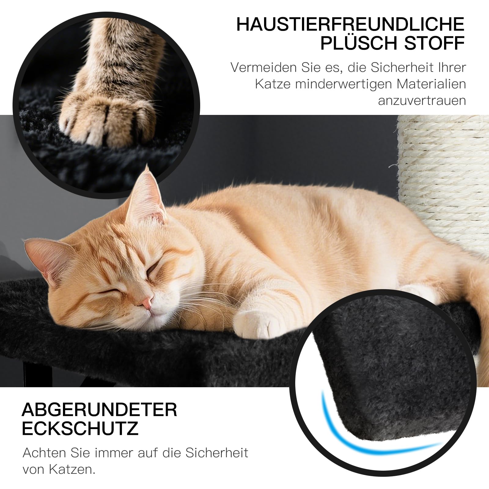 Zvonema Kletterwand Katzen, Katzen Wandelemente 10-teilig, Stabiler Holz Katzenwand, Bequem Plüsch Katzenmöbel, Kratzbaum Wand mit Katzenhaus, Brücke, Treppe, Kratzbrett, Katzenliege & Hängeball