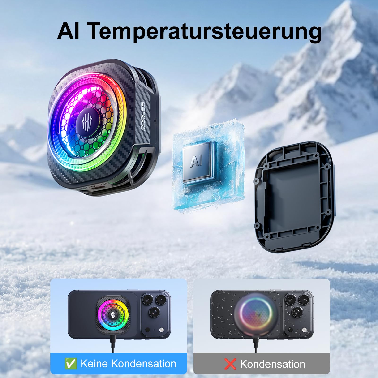 Nubia REDMAGIC 8 Pro Handy Kühler 36W Magnetischer & Clip Kühlventilator für iPhone Android iPad