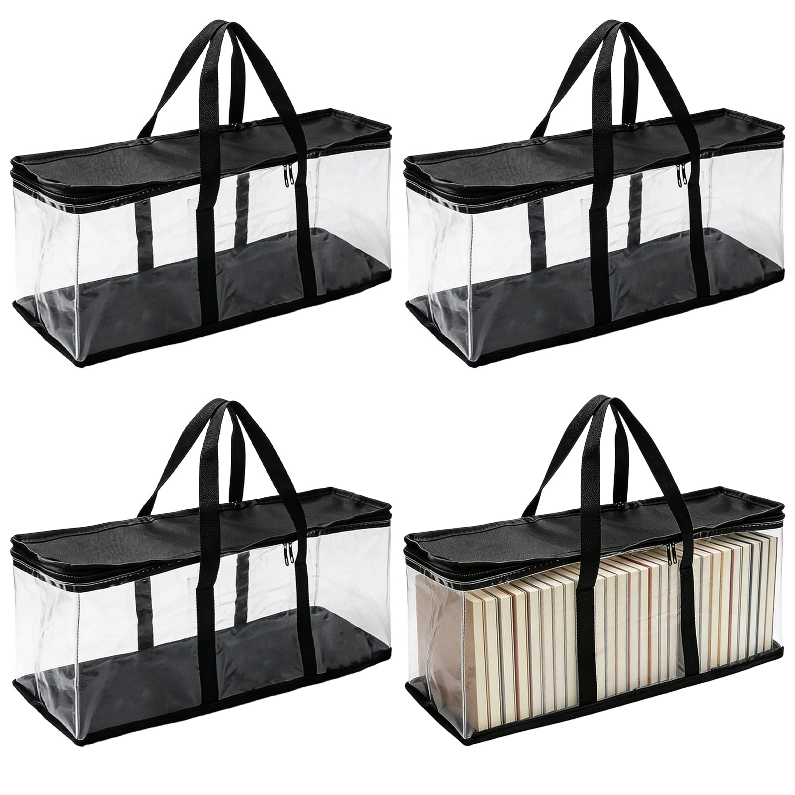 GBKDQQ 4 custodie per DVD, spazio per 160 DVD CD videogiochi, 60 x 15 x 22 cm, custodia trasparente per CD, impermeabile, con chiusura lampo e manici rinforzati (nero)