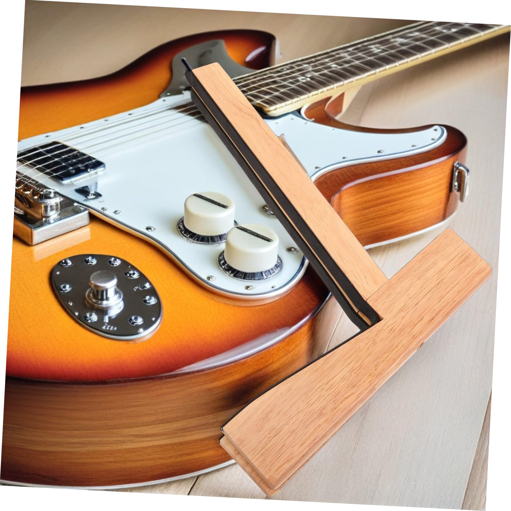 Toyvian Drewniany Stojak Gitarę i Składany Do Gitary Elektrycznej Akustycznej i Klasycznej Stojak Podłogowy Instrumenty Muzyczne Przenośny i Oszczędzający Miejsce