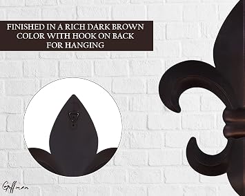 Fleur De Lis Wall Decor - Black Fleur De Lis Wall Decor Living Room Decor Aesthetic - Fleur De Lis Metal Flowers Wall Decor for Vintage Room Decor Office Decor Bathroom Decor French Kitchen Wall Decor