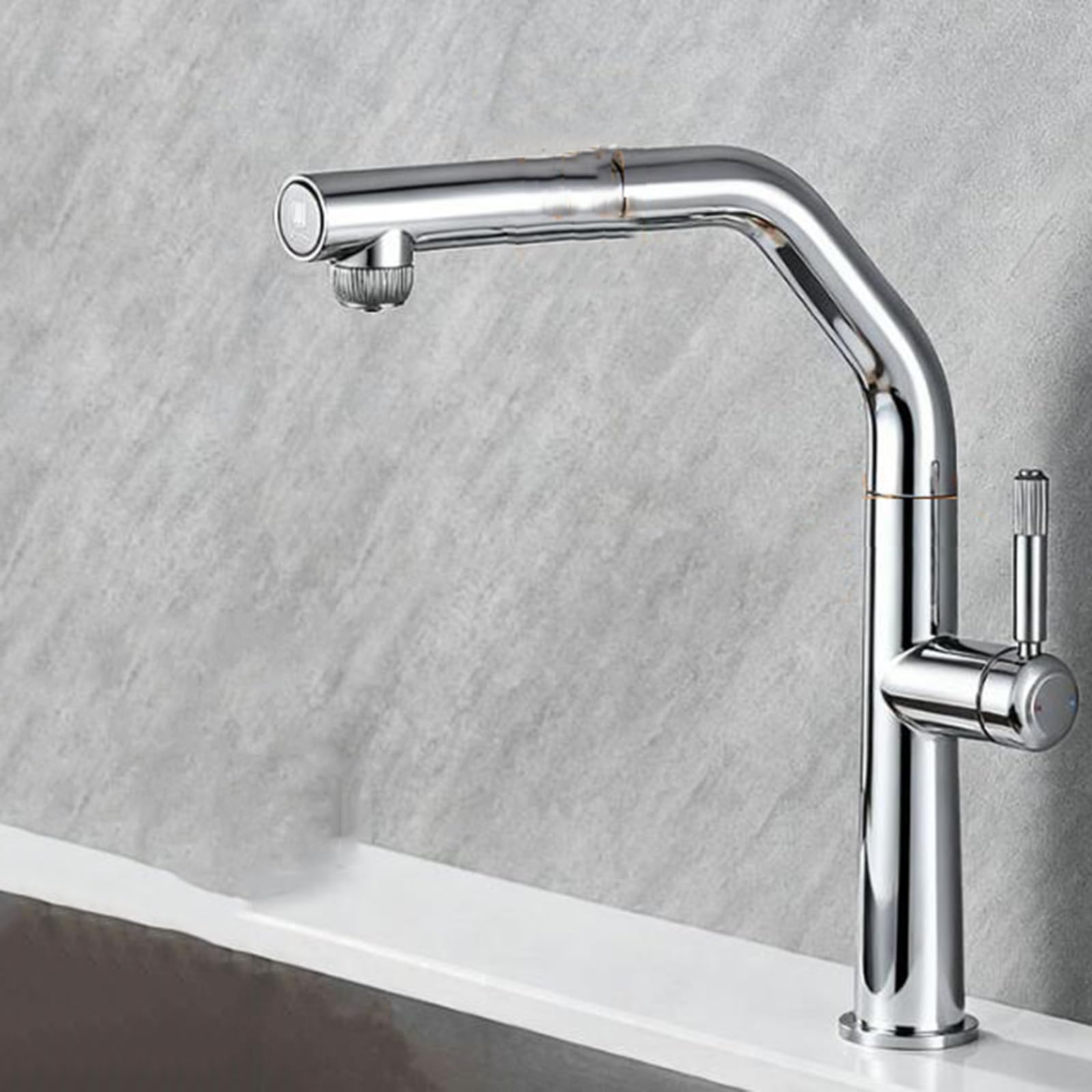 ZQFHSX Pull Out Kitchen Mixer Tap, 3 Way Filter Swivel Brass Faucet