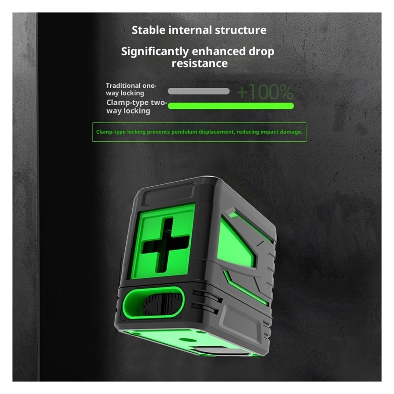 Télémètre Laser, Mini Niveau Laser À 2 Lignes, Lumière Verte Croisée, Outil Portable De Haute Précision pour Broches Batterie