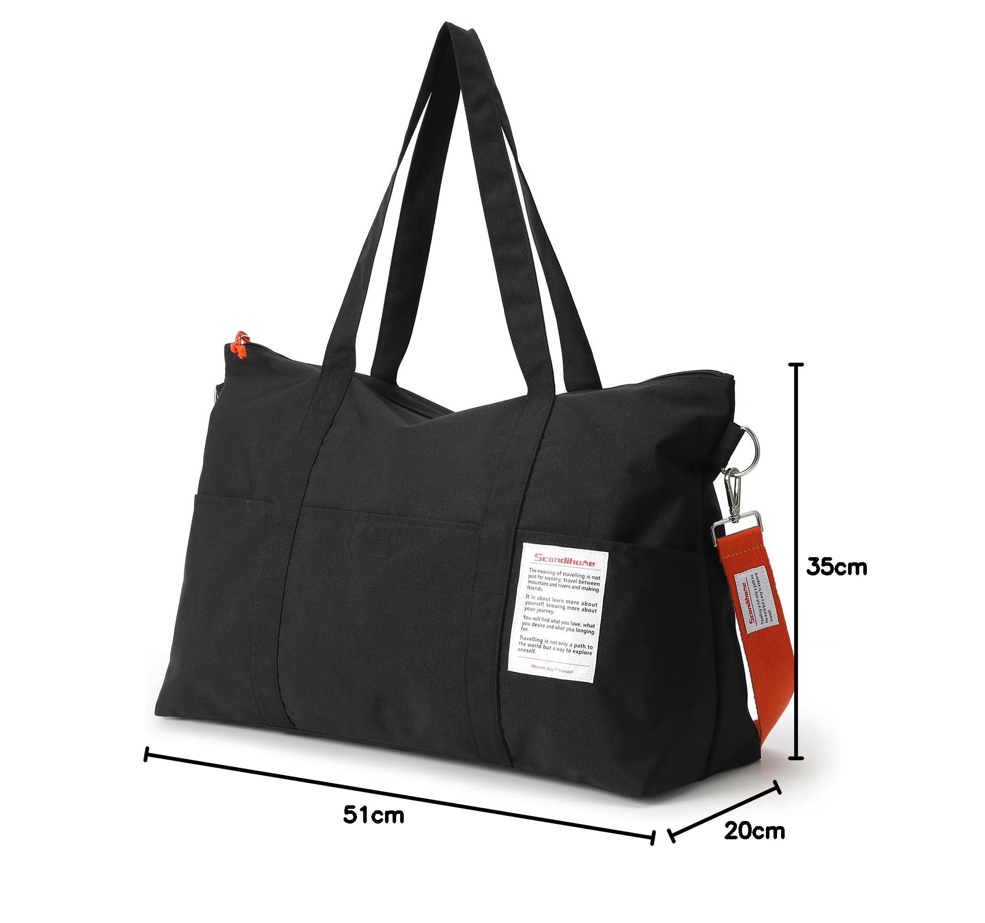 Borsa da Viaggio, Grande Capacità Borsa Sportiva per Donna, Piegabili Borsa Ospedale con Cerniera, Nylon Borsa Palestra Piccola, Borsa Cambio Neonato - Nero