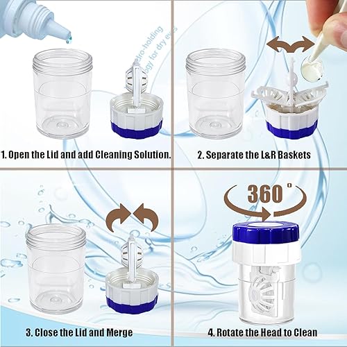 Miniatura 3 de Kit de funda para lentes de contacto con lavadora limpiadora, kit de herramientas de extracción de aplicador de lentes de contacto con botella de