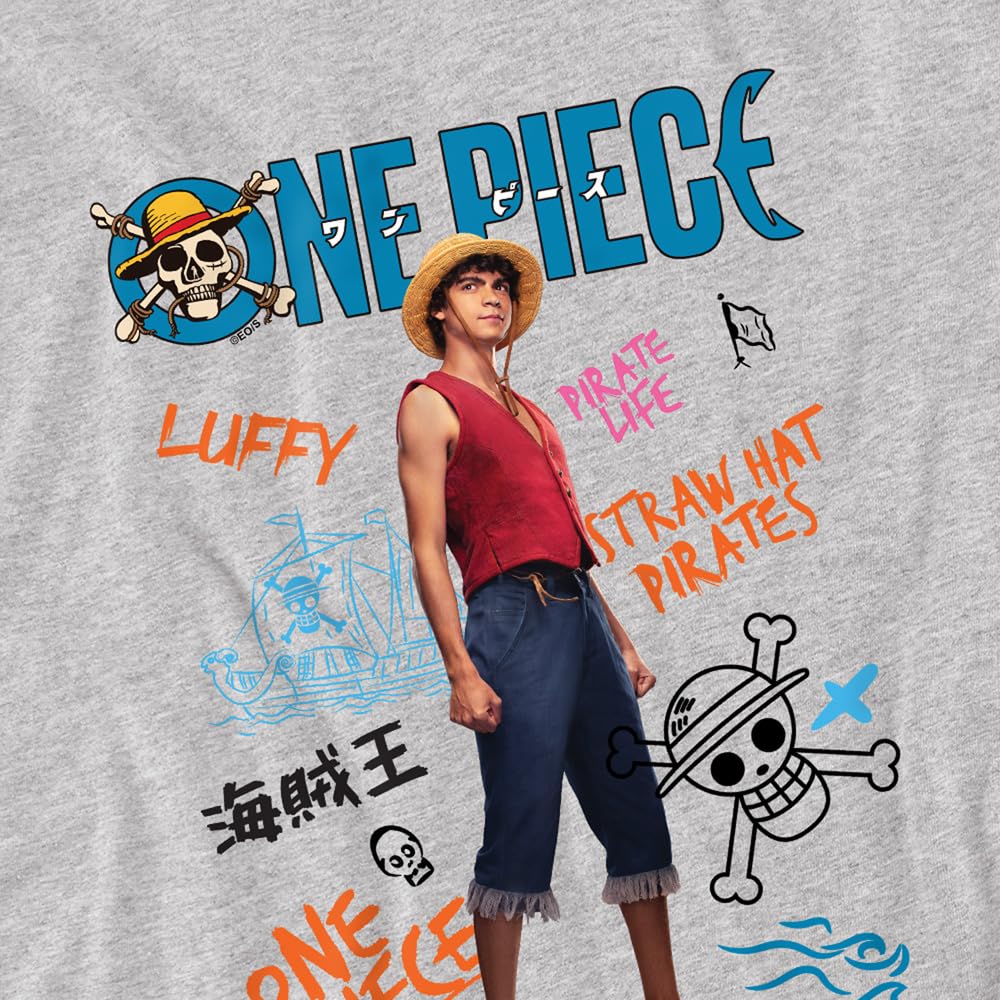 One Piece Bluza dziecięca Luffy Pirate Life, Athletic Heather, 9-11