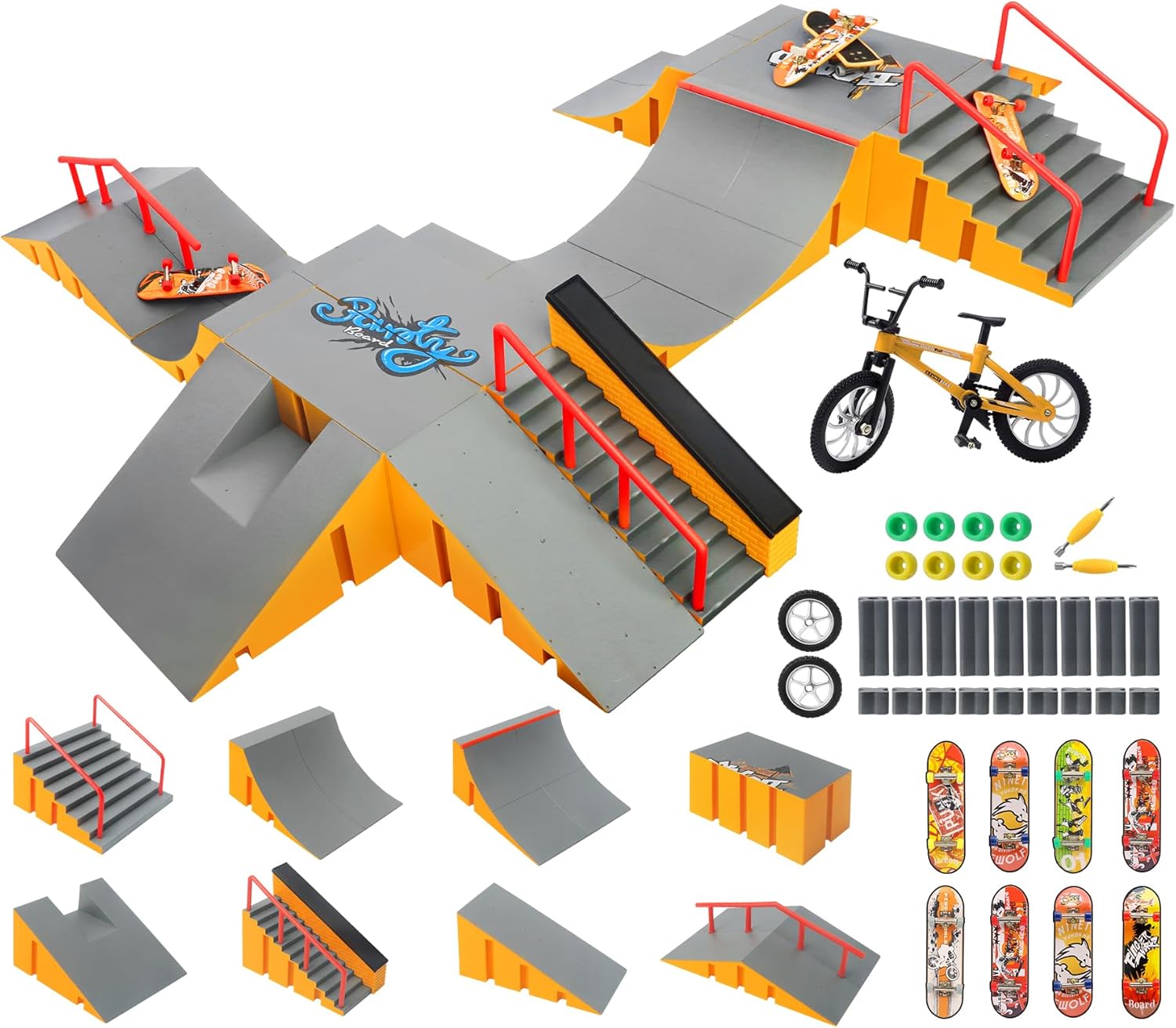Half Pipe Toy Skateboard Park RNGODO Finger Skateboard Park Kits