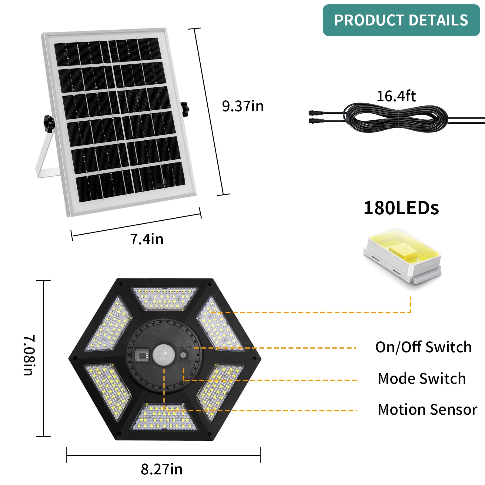 Solarleuchte für Schuppen, Schwarz