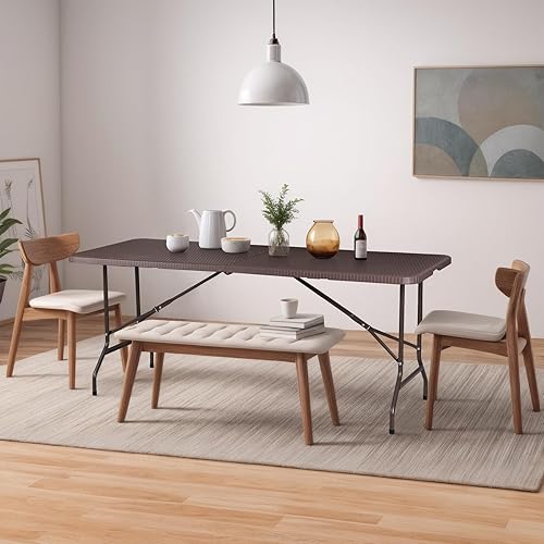 Miniatura 61 de ZENY Mesa plegable de 6 pies, mesa de picnic portátil, mesa de plástico para picnic en interiores y exteriores, fiesta, campamento, mesa plegable