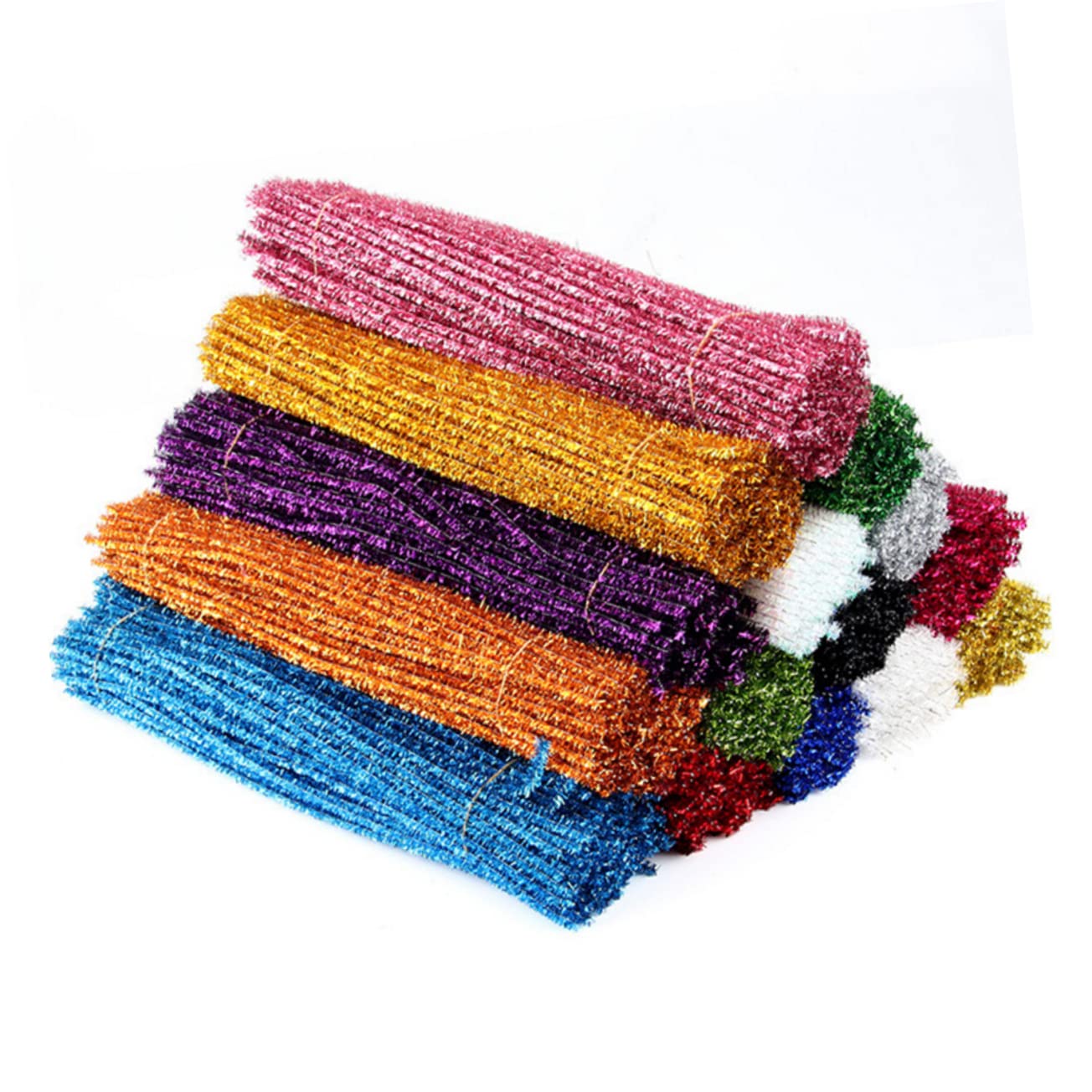 DOITOOL 200pcs Glitter Twist Stick Craft Material Holiday Glitter Gold Bulk Strands Golden Tinsel Christmas Tree Chenille Stems Christmas Tinsel Light Christmas Decorations Orange