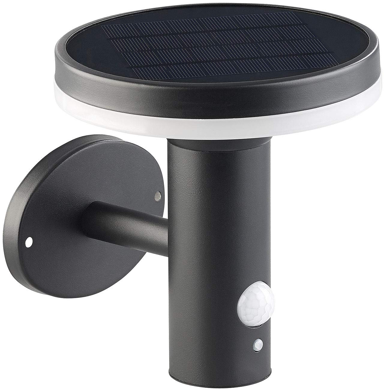 Lunartec Wandlampe: 2 Premium-LED-Solar-Wandleuchten, PIR-Sensor, Nachtlicht, 600 Lumen (hochwertige Solar-Wandlampe, Moderne Wandlaternen, Dimmer)
