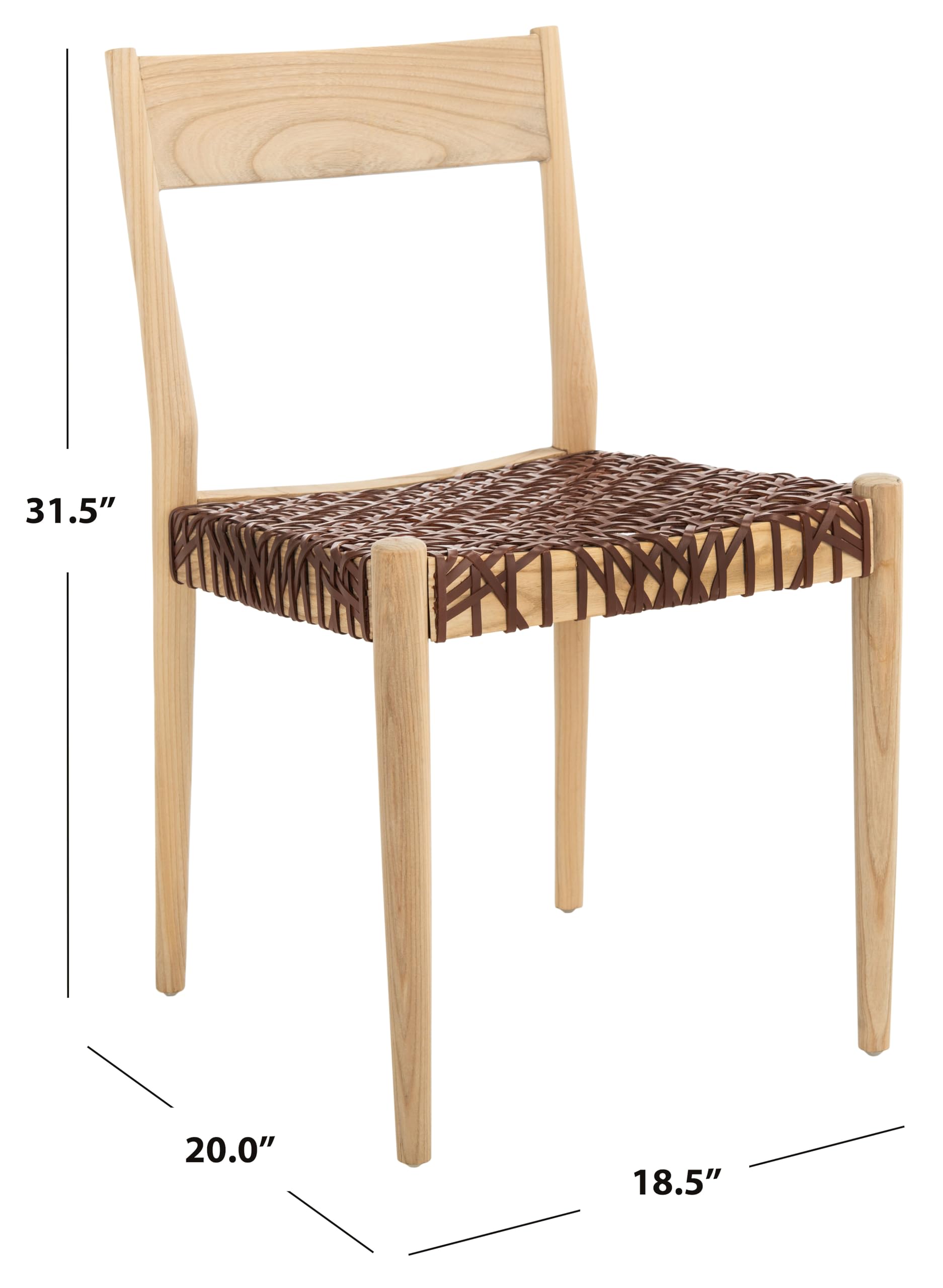 Home Collection Pranit - Silla de comedor (18.0 in), diseño de madera, color coñac y natural 4