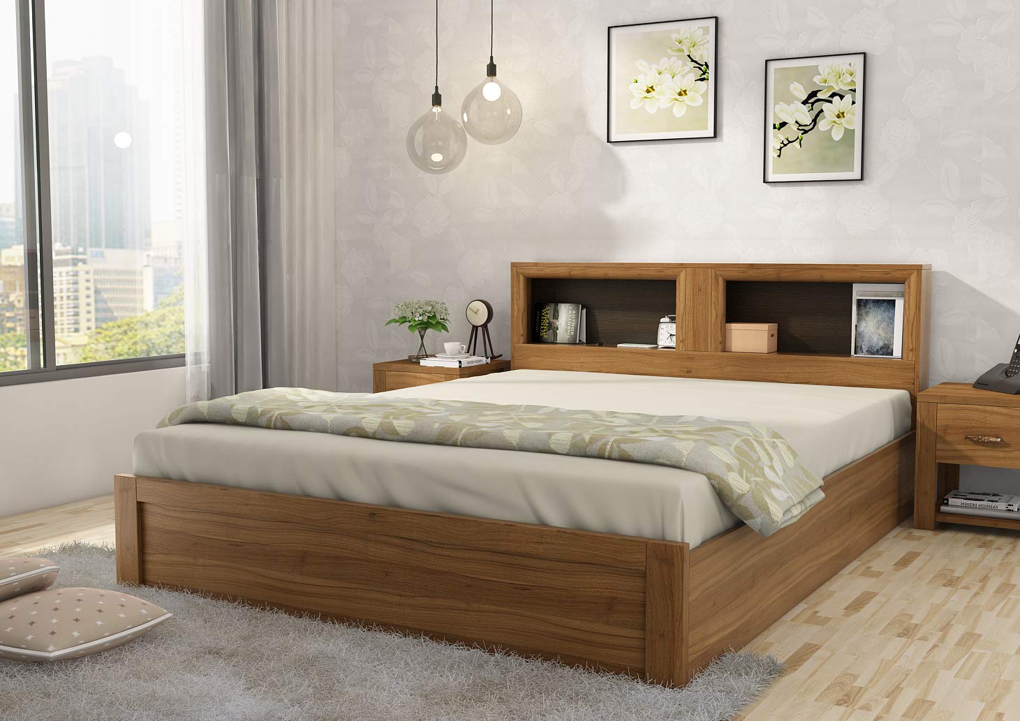 Spacewood Blaze Bed | King Size (78 X 72) Engineered Wood Bed with Box