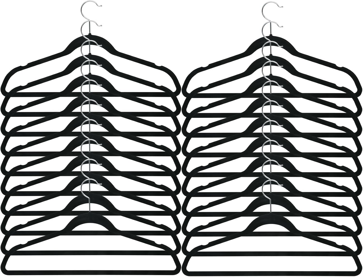 Honey-Can-Do HNG-01050 Ultra-Thin Non-Slip Velvet-Touch Hangers, Black, 20-Pack
