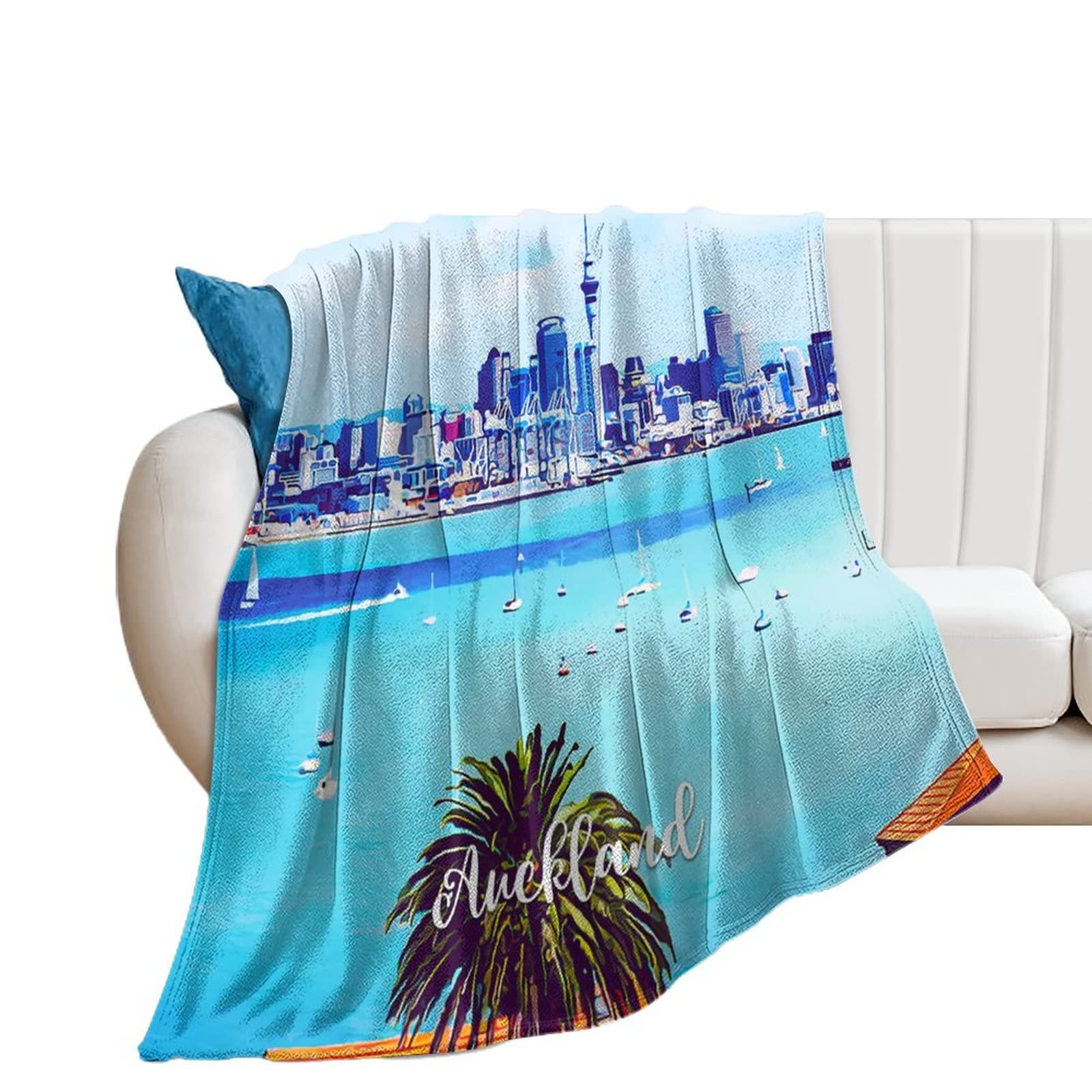 Couverture en flanelle de lit Auckland paysage urbain 127x152