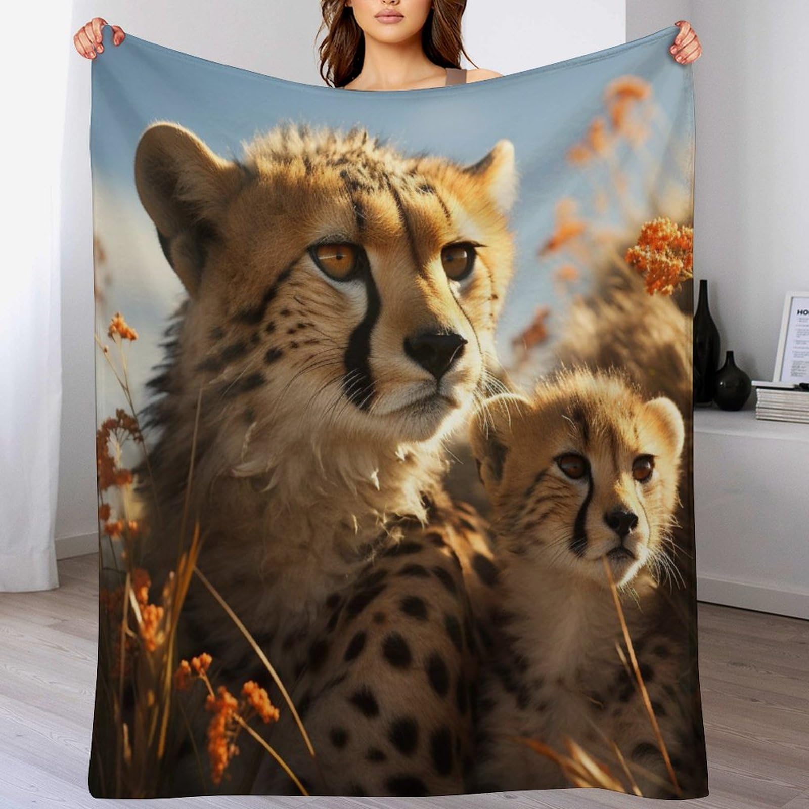 Couverture léopard pour voyager : plaid chaud et lavable en machine