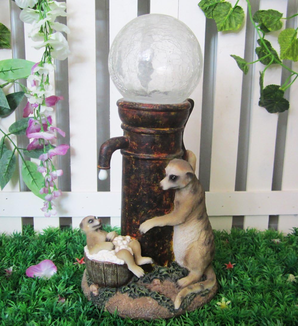 MP Essentials Solar LED Garden Meerkat Multi-Coloured Ball Light Ornament