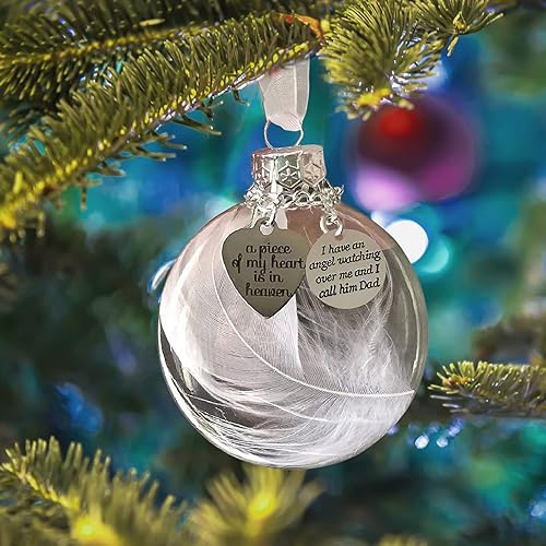 Miniatura 4 de Adorno conmemorativo de Navidad transparente, bola de plumas, A Piece of My Heart is in Heaven, Loss of Loved One Aunt Christmas Tree Hanging Pendan