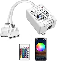 Vista 1 de GIDEALED Controlador LED inteligente WiFi RGBW de 2 salidas, 5 pines con control remoto de 24 teclas, compatible con Alexa y Google Assistant, tira