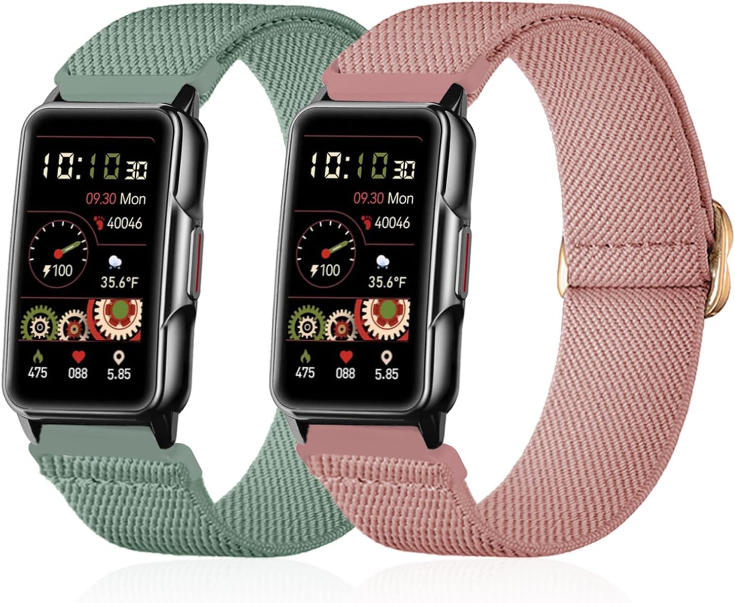 2 Pack Stretchy Nylon Watch Bands Compatible with Mindrose H80 1.47 inch Smart Watch,Loop Soft Elastic Watch Straps for Mindrose H80 Fitness Trackers IP68 for Women Men