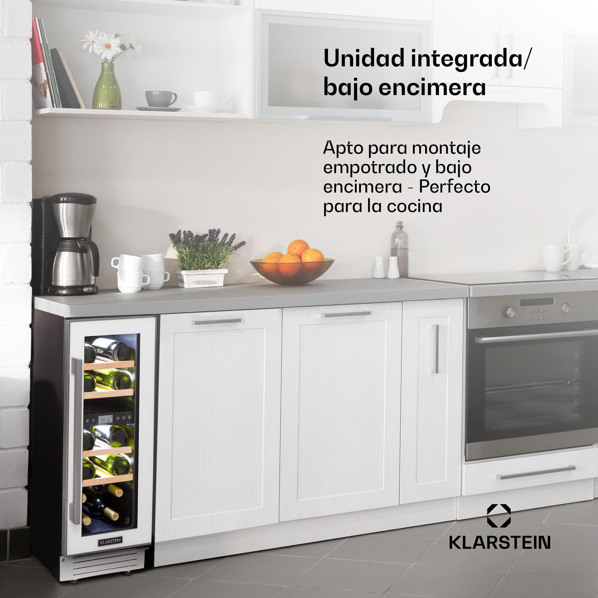KLARSTEIN Vinoteca, Nevera para Vinos con 2 Zonas Refrigeración, Botellero Puerta Cristal para Vino, Proseco, Expositor Interior y Exterior, Panel Táctil, 53 L., Vinoteca Capacidad 17 Botellas — view 3