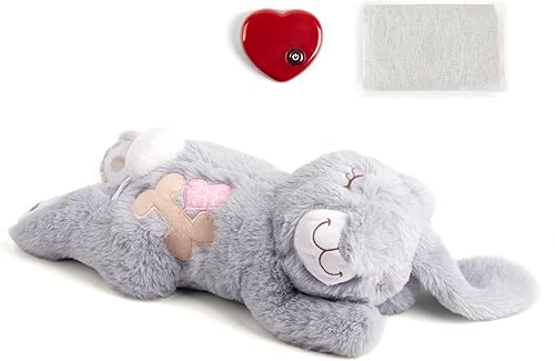 Miniatura 8 de PetPrime Juguete de peluche para cachorros, con bolsa más cálida, juguete suave para aliviar la ansiedad para cachorros, latido del corazón, animal