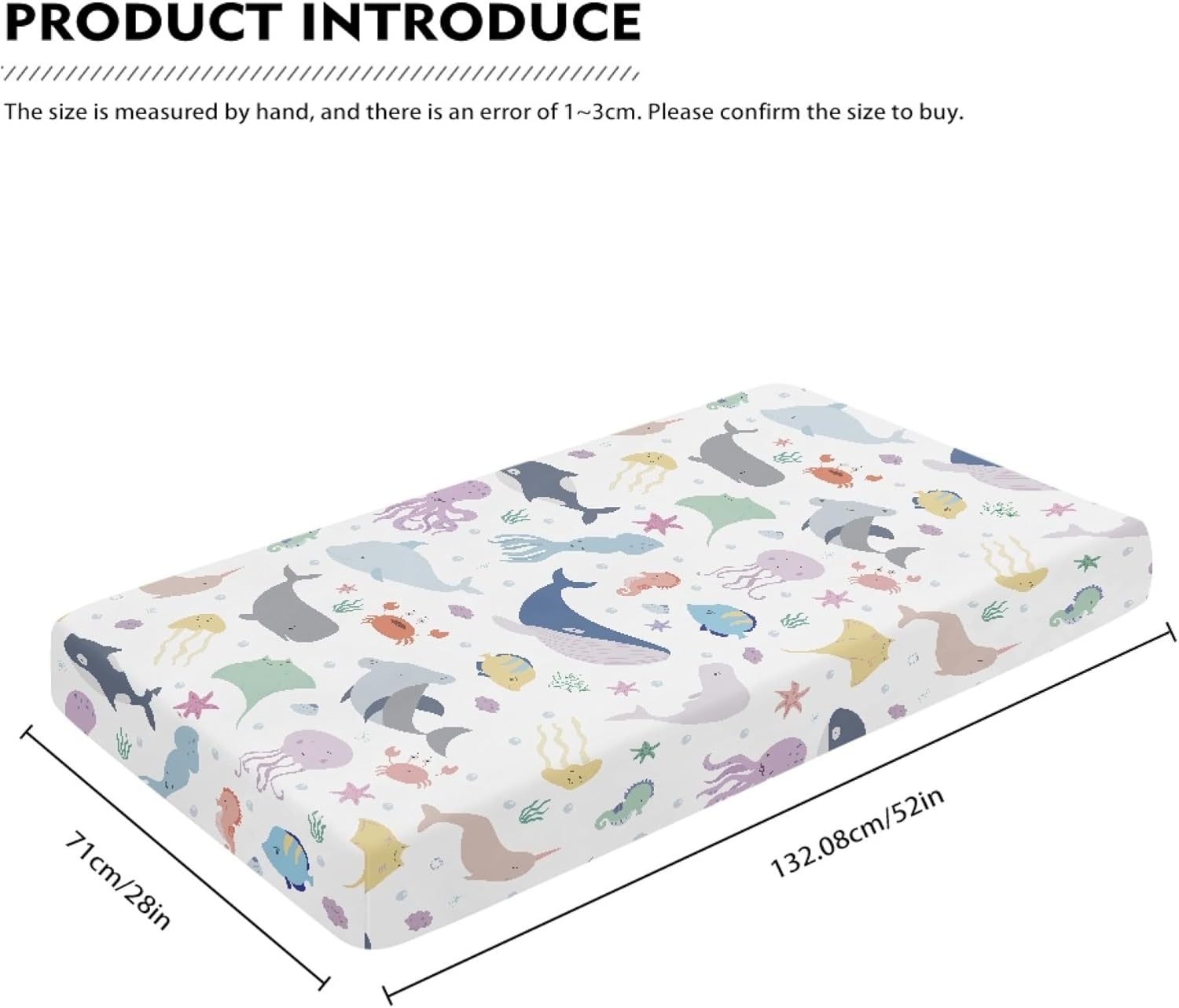 Sea Animals Fitted Crib Sheet for Boys Girls Fish and Octopus Baby Sheet for Standard Crib and Toddler Corals Nautical Aquatic Shells Nursery Bed Mattress Sheets 28"x52"