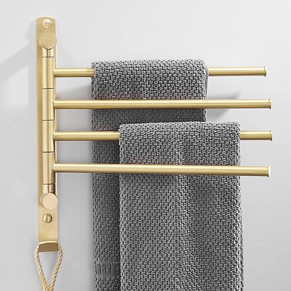 Porte-Serviettes Porte-Serviettes pivotant, Porte-Serviettes en Laiton Total doré brossé, Porte-Serviettes de Salle de Bain Noir fixé au Mur, Porte-Serviettes de Salle de Bain pour Cuisine d