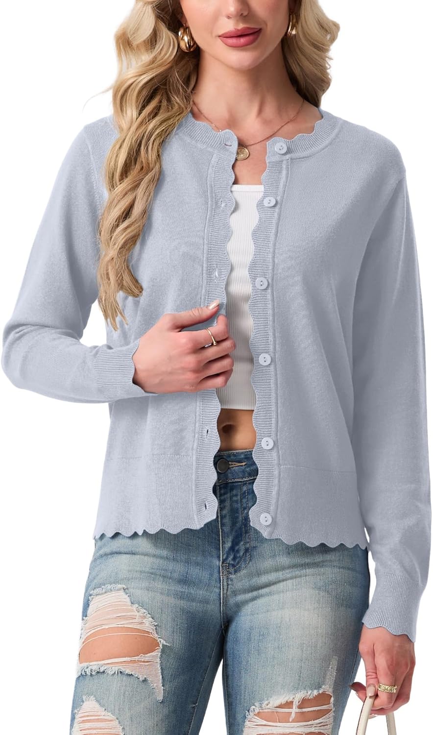 GRECERELLE Cardigan Sweaters for Women Lightweight Crewneck Button Down Soft Knit Dressy Cardigans 2026 - Image 3