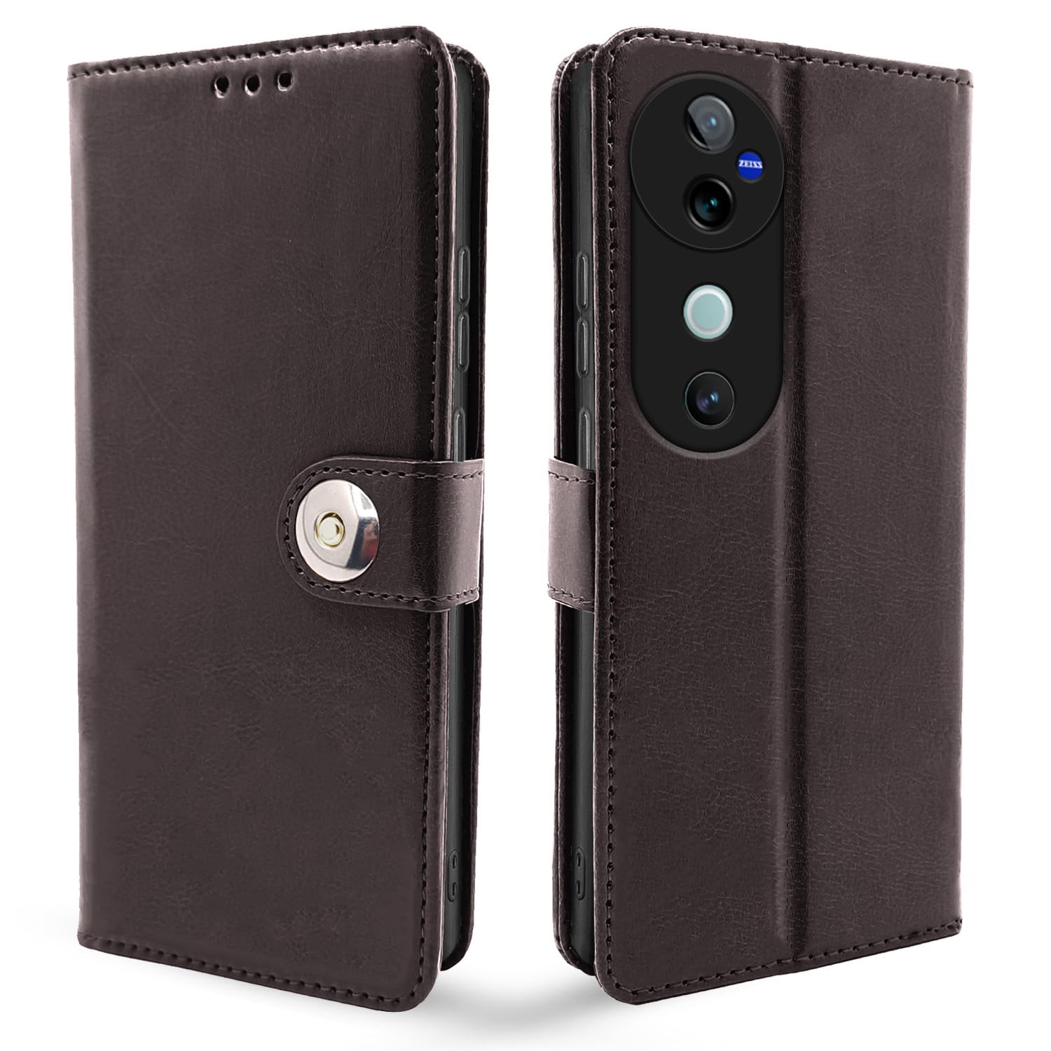 Pikkme Flip Cover Leather Finish | Inside TPU with Card Pockets | Wallet Stand and Shock Proof | Complete Protection Button Flip Case for Vivo V40 5G / V40 Pro 5G / T3 Ultra 5G (Coffee) (B0DC53ZGKM) Amazon Price History, Amazon Price Tracker