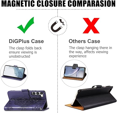 Miniatura 5 de Funda tipo cartera para Galaxy S23 5G, con estampado de mariposas y flores, de piel sintética, con ranuras para tarjetas y función atril para