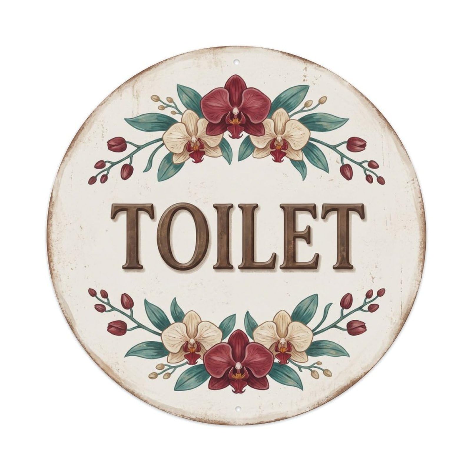 Okahys 8X8inch(20X20cm) Toilet(Wc) Signage Orchid Vintage Metal Tin Sign