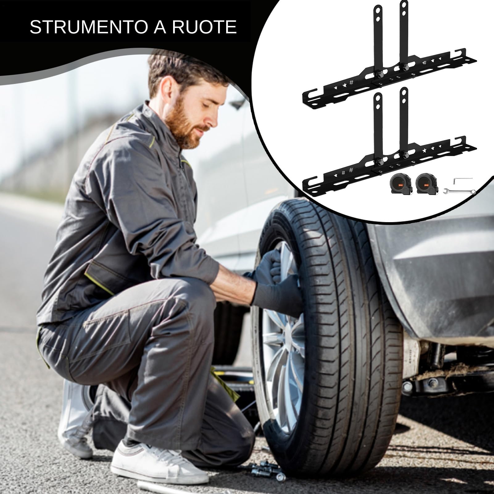 Dispositivo per Allineamento Ruote Kit per Allineamento e Bilanciamento | Piastre di Bilanciamento per Ruote per Auto Bicicletta Moto Camion Berlina SUV Garage Officina Casa