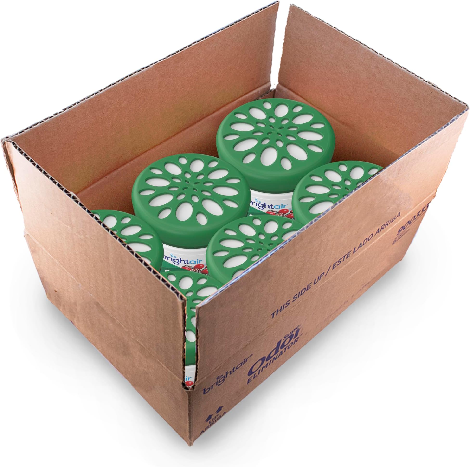 Bright Air Solid Air Freshener and Odor Eliminator, Winter Pine and Berries Scent, 14 Oz Each, 6 Pack