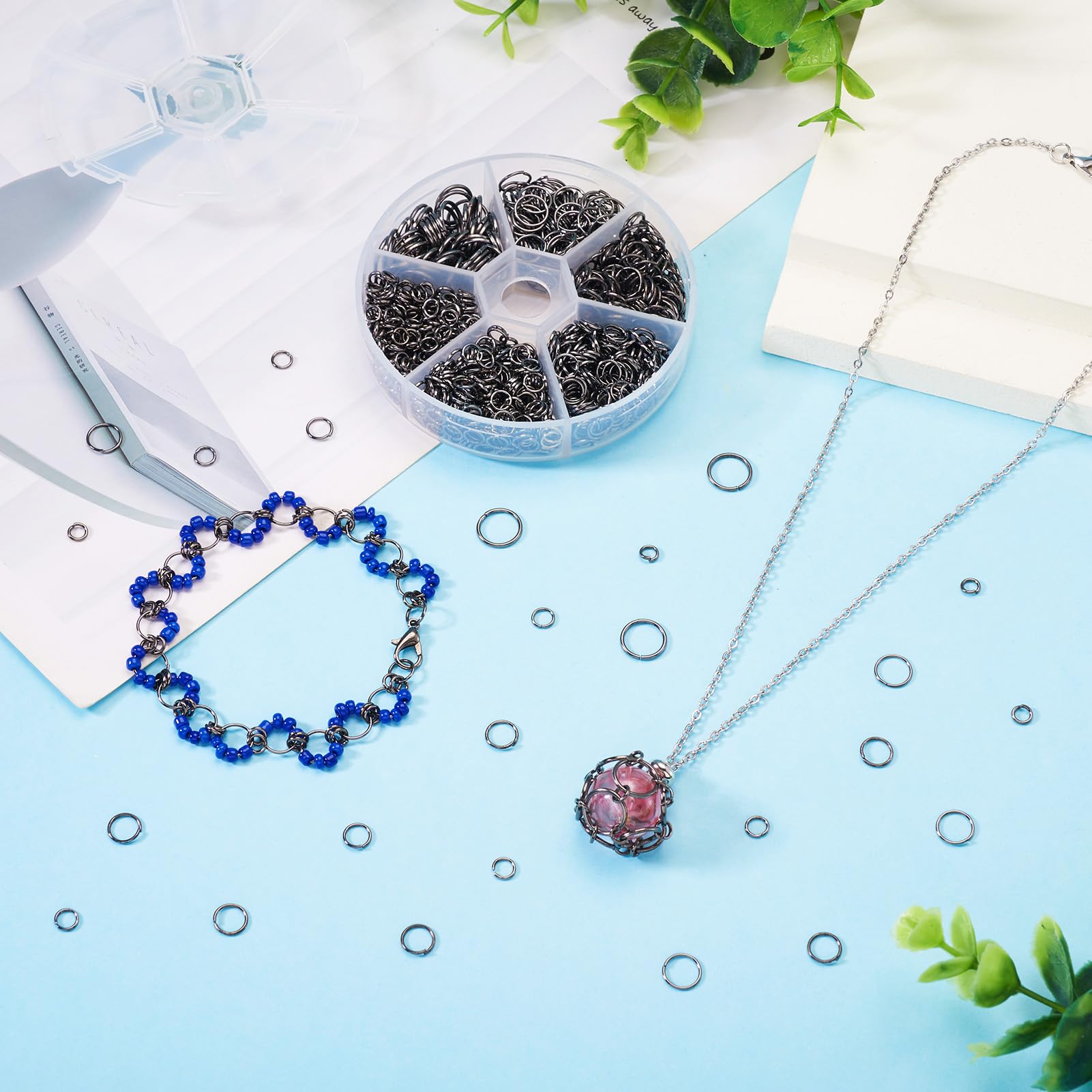 Pandahall 1Box/1745pcs Iron Open Round Jump Rings Split Rings Single Loop for Jewelry Makings 4mm/5mm/6mm/7mm/8mm/10mm Gunmetal - Image 3