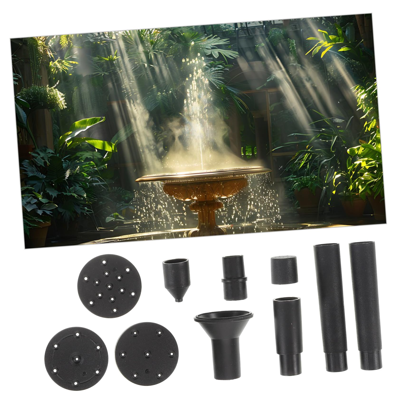 LIOOBO Solar Wasserspiel Zubehör 10 Stück mit 11 Düsen aus Kunststoff Wasserfest und Langlebig für Gartenbrunnen Teiche und Vogelbäder im Außenbereich